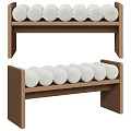 Stylish Wooden Bench With White Round Cushions For Modern Home Interior