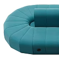 Modern Teal Sectional Sofa with Rounded Shape Tufted Upholstery and Modular Design 3d model