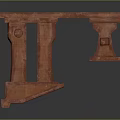 Brown Wooden Decorative Structure With Vintage Design Crafted Supports And 3D Rendered Details