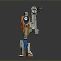 Colorful Robot Action Figure With Orange Blue Silver Mechanical Wings And Standing Pose