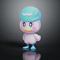 Cute 3D Cartoon Character Creature With Blue Cloud Hat White Body And Pink Cheeks