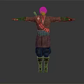 Traditional Outfit Character With Sword Blue Sash Long Boots And Arms Outstretched Pose