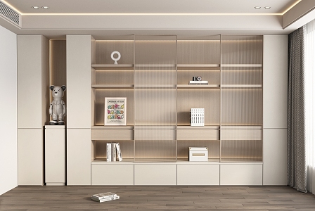 Modern Bookcase Cream Bookcase 3d model