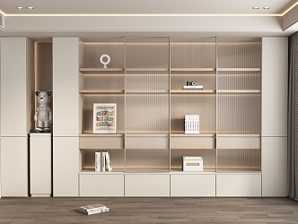 Modern Bookcase Cream Bookcase 3d model