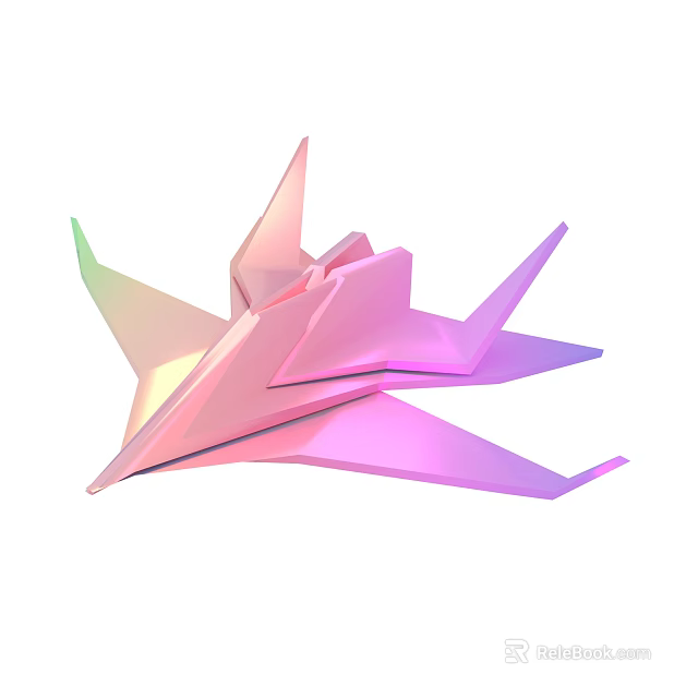Abstract 3D Geometric Origami Style Sculpture With Gradient Pastel Color Palette 3d model 