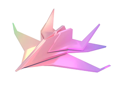 Abstract 3D Geometric Origami Style Sculpture With Gradient Pastel Color Palette 3d model