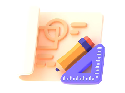 Creative Drawing Stationery With Pencil Triangular Ruler And Design Paper For Art Projects 3d model
