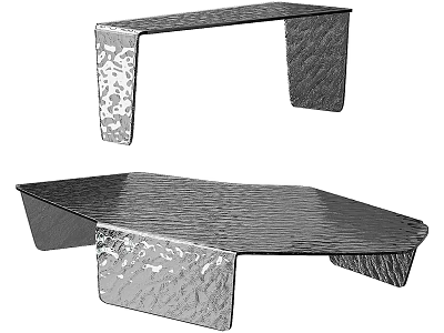 Modern Geometric Coffee Table With Textured Metal Surface And Unique Structure 3d model
