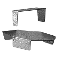Modern Geometric Coffee Table With Textured Metal Surface And Unique Structure 3d model