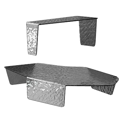 Modern Geometric Coffee Table With Textured Metal Surface And Unique Structure 3d model