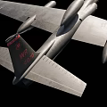 Gray Fighter Jet Aerial View With Long Wings On Black Background