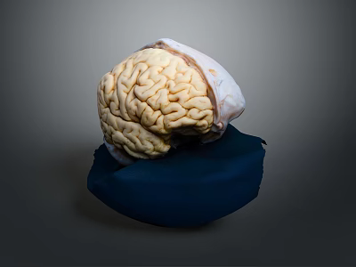 Medical Device Anatomical Brain Model Placed on Blue Base 3d model