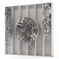 Living Plant Wall Design With Circular Wooden Frame Various Green Plants And Hanging Foliage
