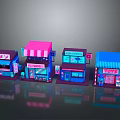 Colorful Cartoon Scene 3D Model With Multiple Cute Shops And Signboards