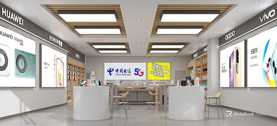 China Telecom 5G Digital Store New Opening With One Stop Service And Modern Interior 3d model 