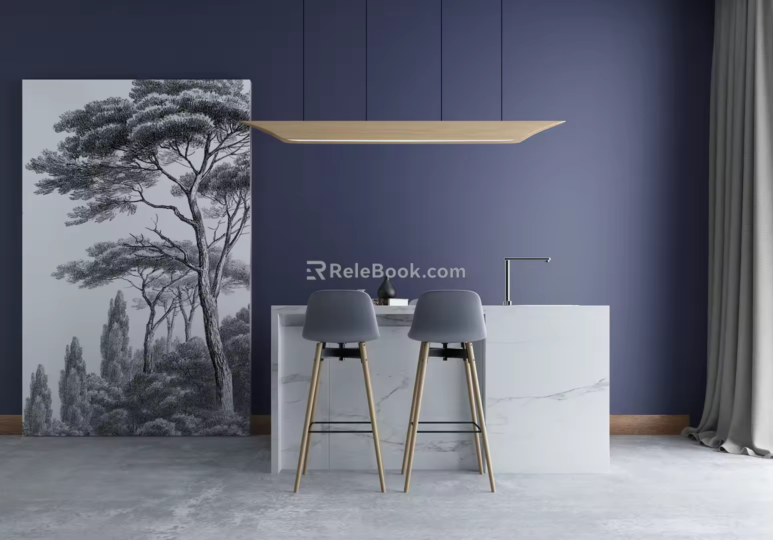 Modern Bar Chair Combination Bar Counter 3d model