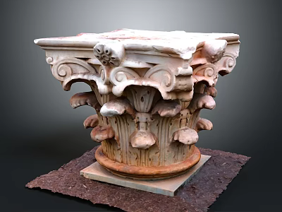 Classical Carved Stone Capital With Intricate Volutes Foliage And Decorative Base 3d model