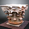 Classical Carved Stone Capital With Intricate Volutes Foliage And Decorative Base
