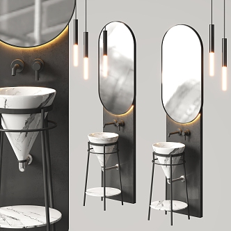 modern sink bathroom mirror 3d model