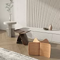 Contemporary Wooden Stool with Unique Curved Ergonomic Design and Sleek Structure