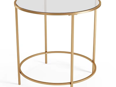 Modern Round Coffee Table with Glass Top and Gold Metal Frame 3d model