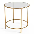 Modern Round Coffee Table with Glass Top and Gold Metal Frame