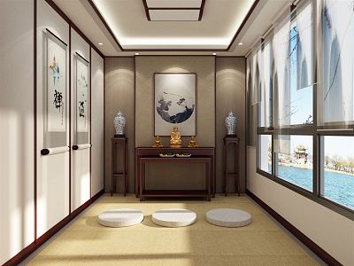 New Chinese Buddhist Hall Zen Hall 3d model