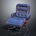 Comfortable Tufted Leather Lounge Chair With Padded Armrest Footrest And Rolling Casters
