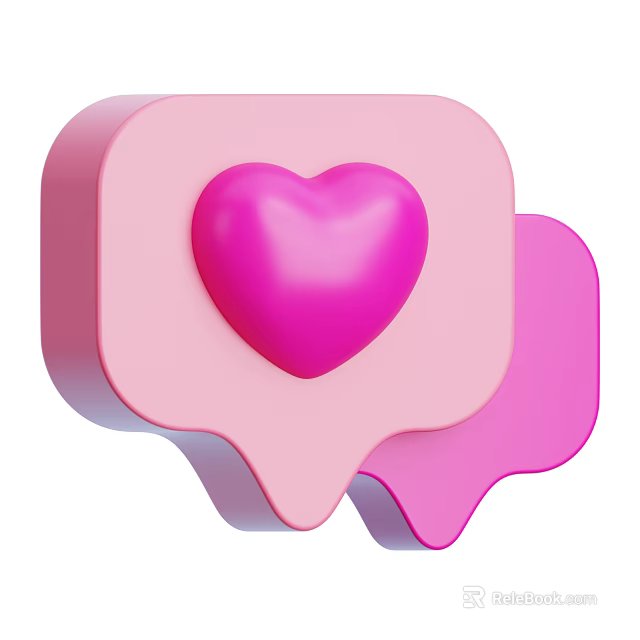 Cute Pink Speech Bubble Shaped Decorative Ornament Set With Heart Accent 3d model 