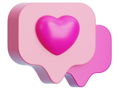 Cute Pink Speech Bubble Shaped Decorative Ornament Set With Heart Accent 3d model