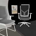 Modern Office Chairs with Mesh Backrests Different Designs Fixed and Swivel Wheel Bases 3d model