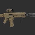 Tan Modern Tactical Rifle With Scope Magazine And Rail System Design
