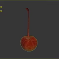 Fresh Red Cherry With Green Stem And Glossy Surface On Gray Background