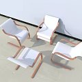 Four Modern Leisure Chairs With White Cushion And Wooden Frame For Living Room