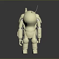 White 3D Robot Model With Antenna And Mechanical Design In Standing Pose 3d model