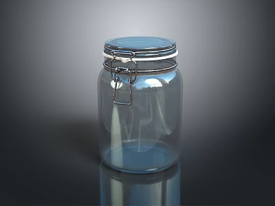 Transparent Glass Jar With Metal Clasp Lid For Airtight Food Storage Container 3d model