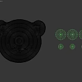 Light Beige Bear Head Shaped Rug with Concentric Circle Texture and Stitched Eyes and Nose