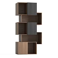Modern Walnut Shelving Unit With Open Compartments And Layered Storage Design 3d model