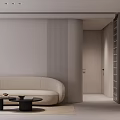 Elegant Modern Living And Dining Room Interior With Sofa Coffee Table And TV Wall
