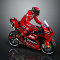 Professional Red Racing Motorcycle With Rider In Red Suit And Lenovo GIVI Logos