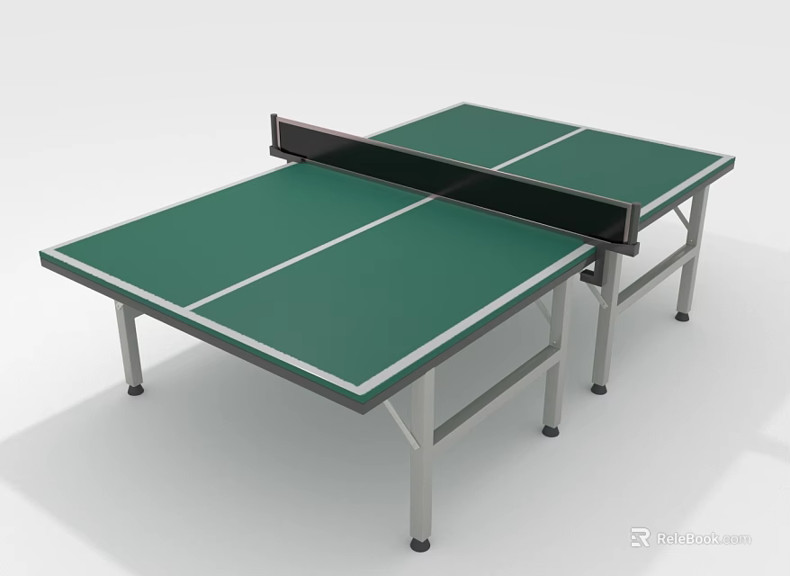Green Tabletop Ping Pong Table Furniture with Metal Legs and Black Net Design 3d model 