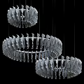 Transparent Glass Chandeliers With Petal Shaped Design And Golden Metal Hanging Frames
