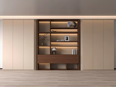 Modern Living Room Decorative Cabinet With Shelves Books And Decorative Items 3d model
