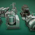Industrial Machinery Components Featuring Pipes Tanks Control Panels And Mechanical Units