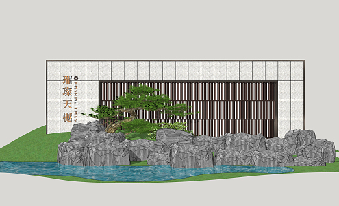 New Chinese style landscape wall 3d model