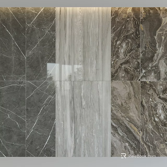 Marble Decorative Components With Gray Striped Dark Patterned And Textured Surfaces 3d model