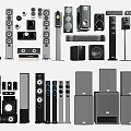 Collection of Home Audio Speakers Featuring Floorstanding Bookshelf Subwoofer and Sound Systems