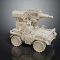 Multi Wheeled Utility Vehicle With Mechanical Cannon Gears Antenna And Structural Design