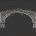 Medieval Stone Arched Building Structure With Multiple Vaulted Arches And Architectural Details 3d model