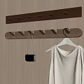 Wooden Wall Hook Rack With Multiple Hooks Hanging Bag And Vest 3d model